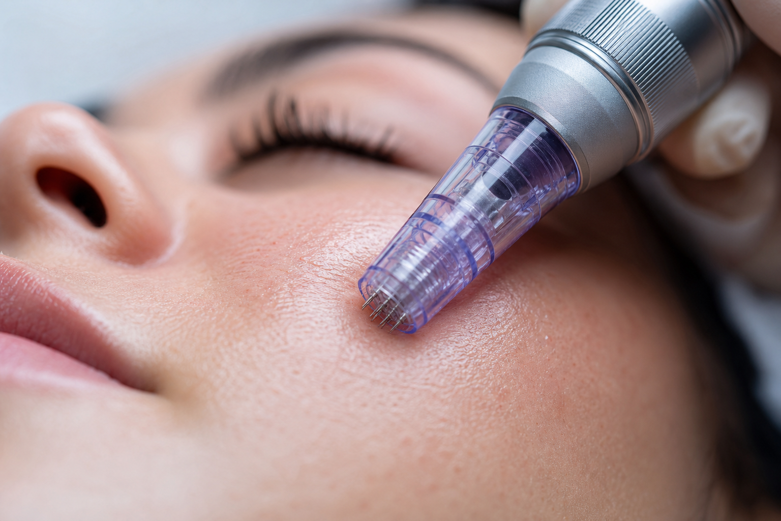 Microneedling device creating controlled micro-injuries for collagen induction therapy