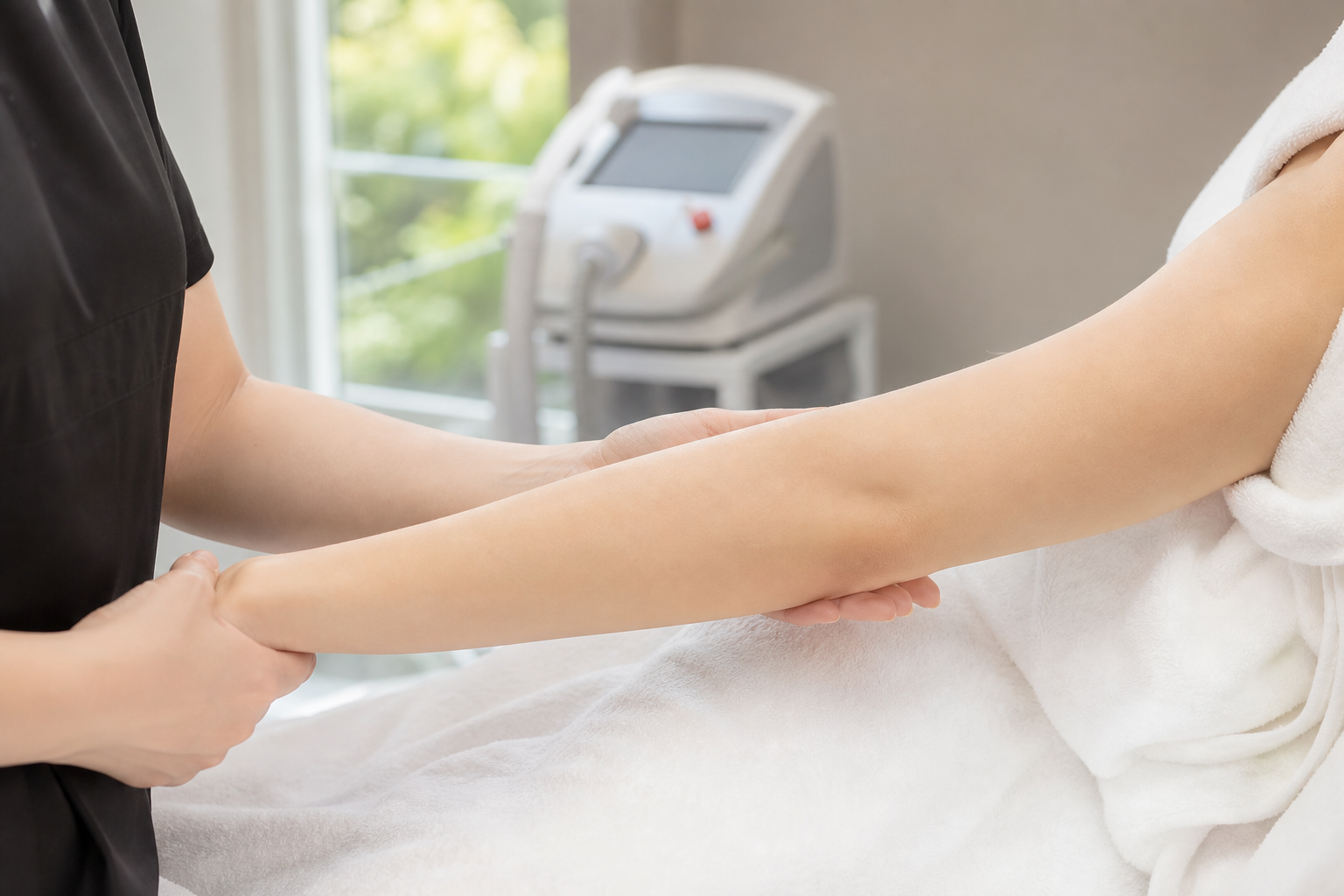 Smooth skin results after DPL hair removal treatment