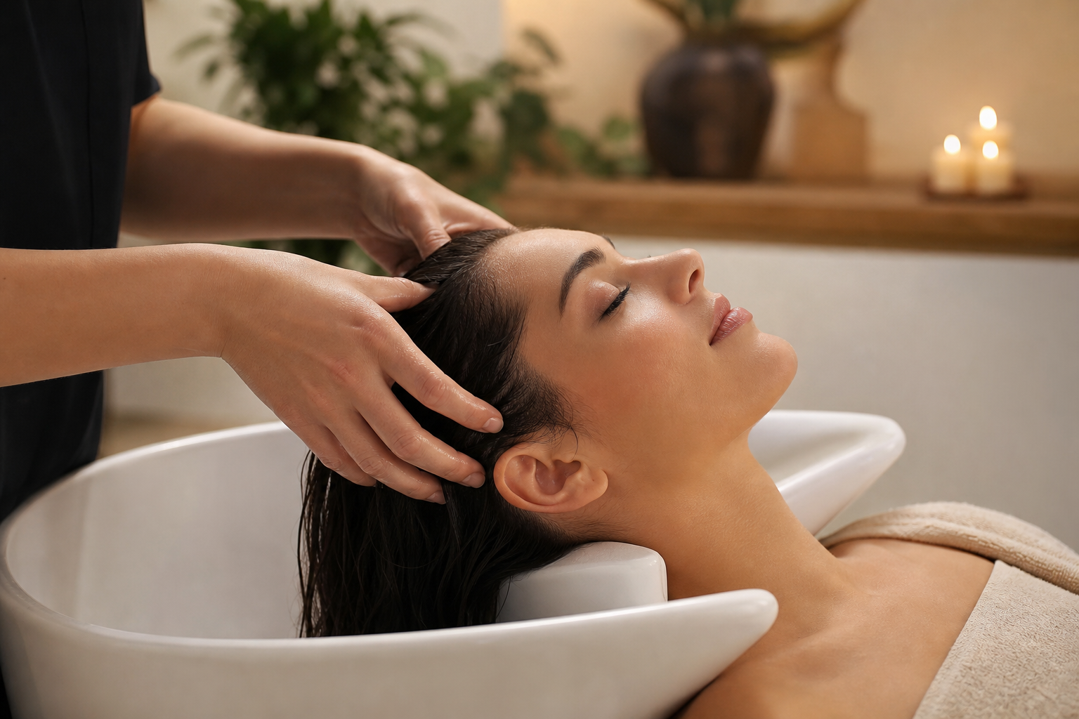 relaxing head spa massage treatment session
