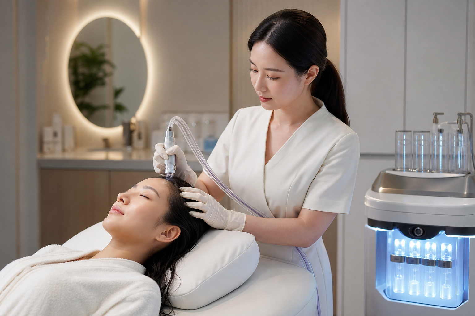 professional scalp treatment with hydrogen water infusion technology