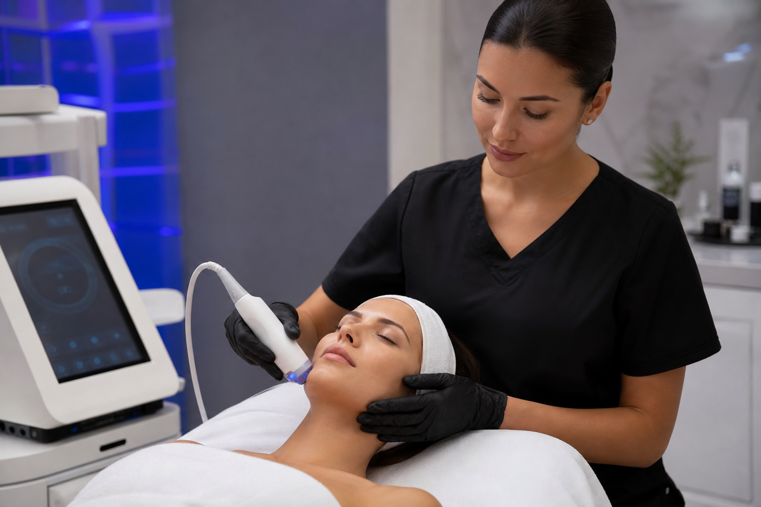 Japanese 6D anti-aging facial treatment with RF device