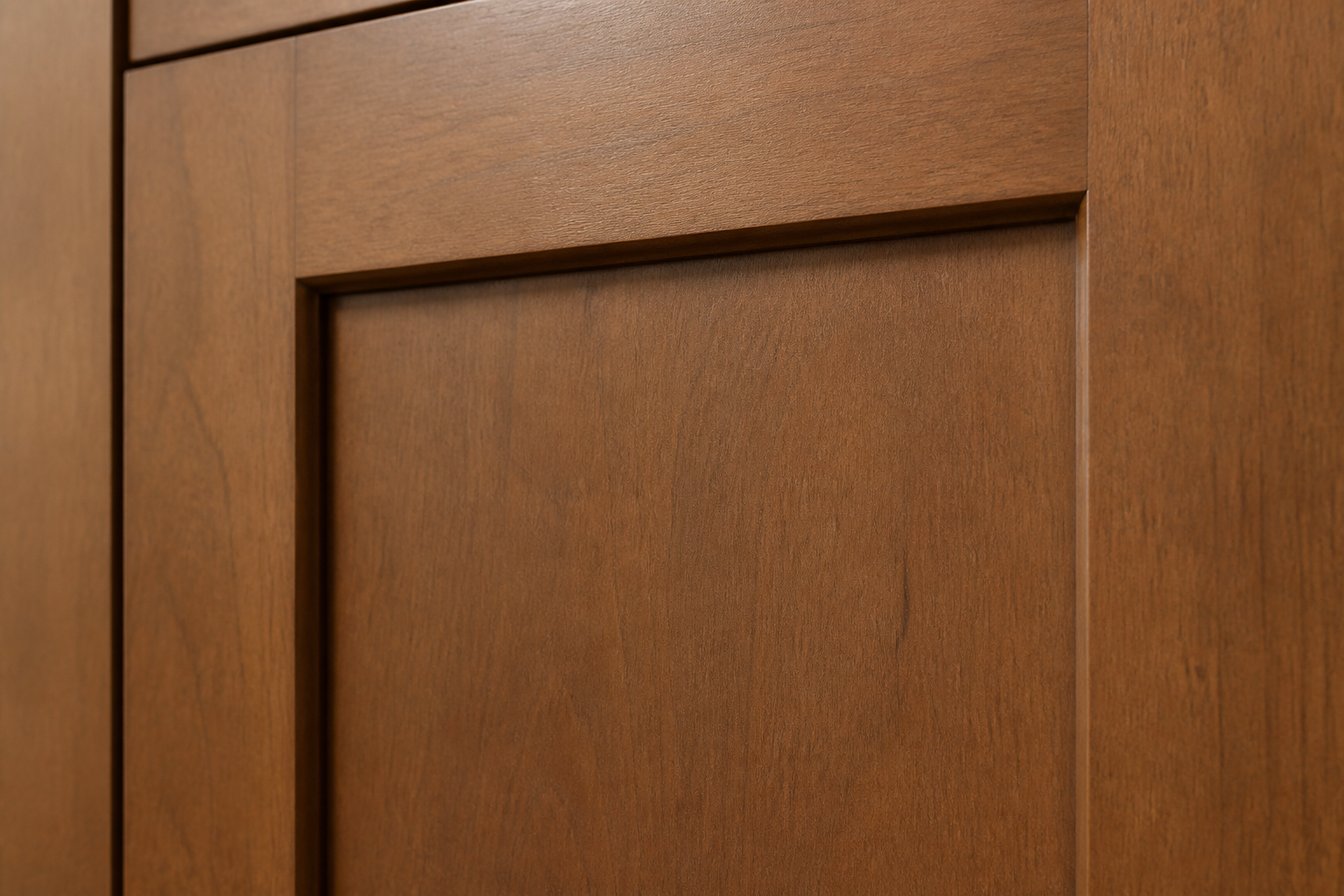 Close-up of shaker cabinet door detail with recessed panel