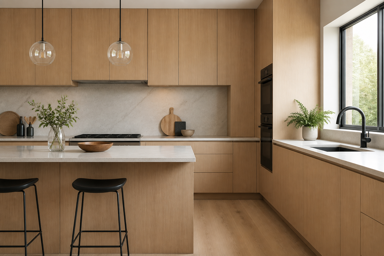 Modern frameless kitchen cabinets with full overlay doors