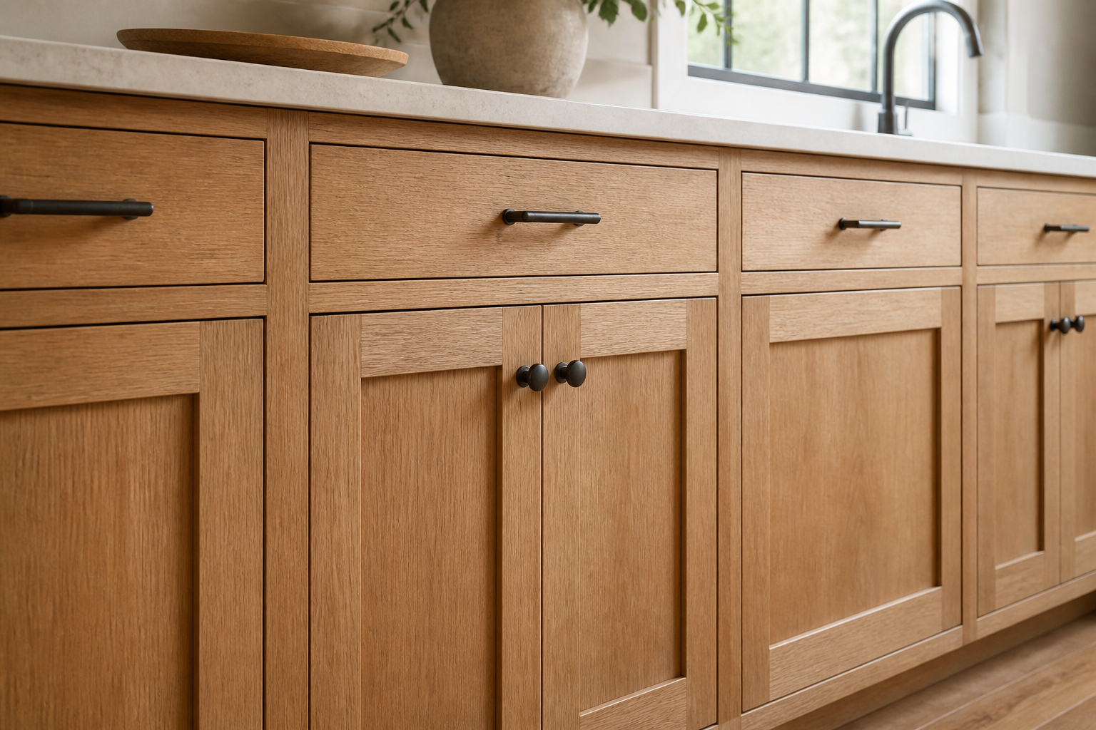 Inset cabinet doors sitting flush with the face frame