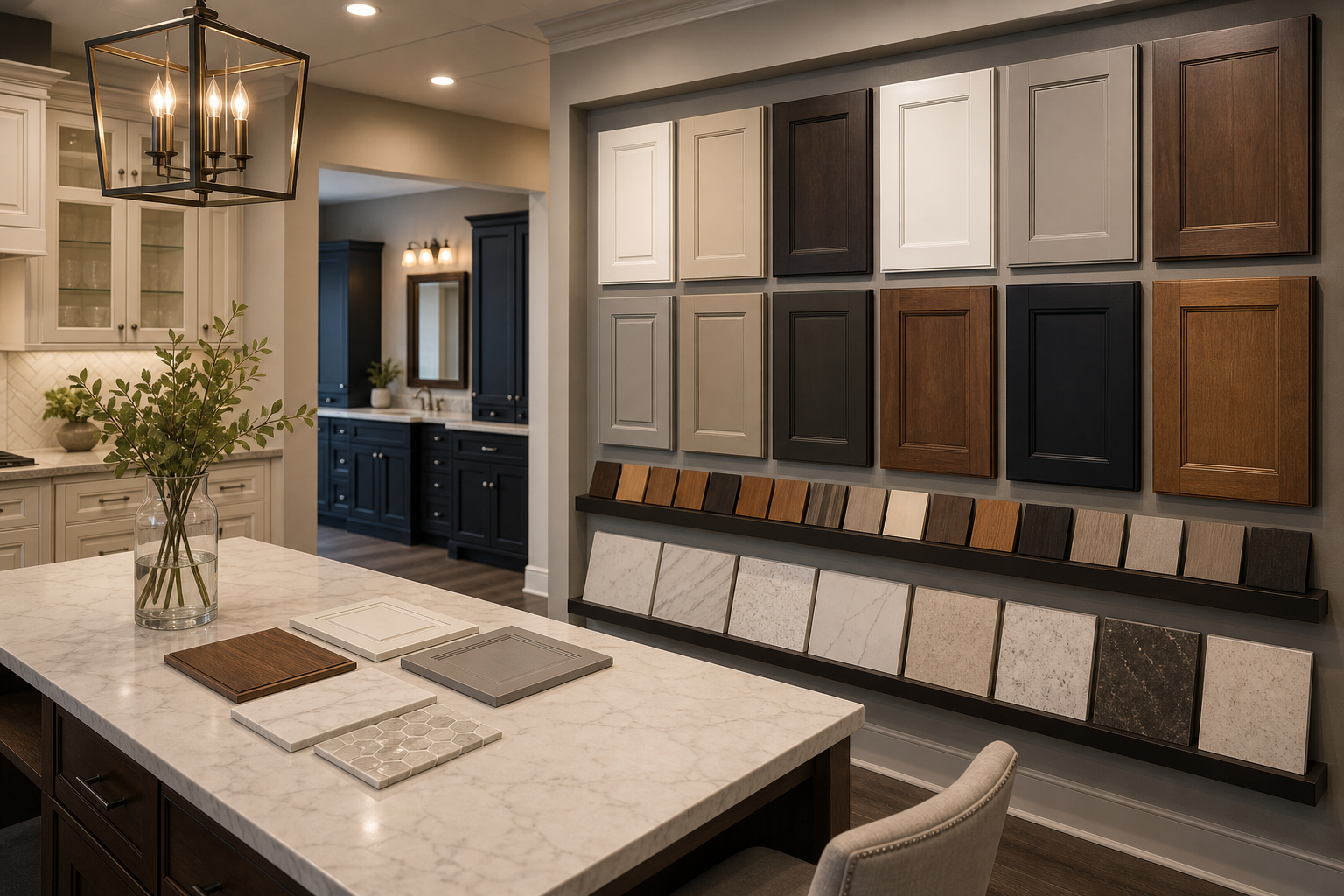 Cabinet showroom with sample doors and finishes