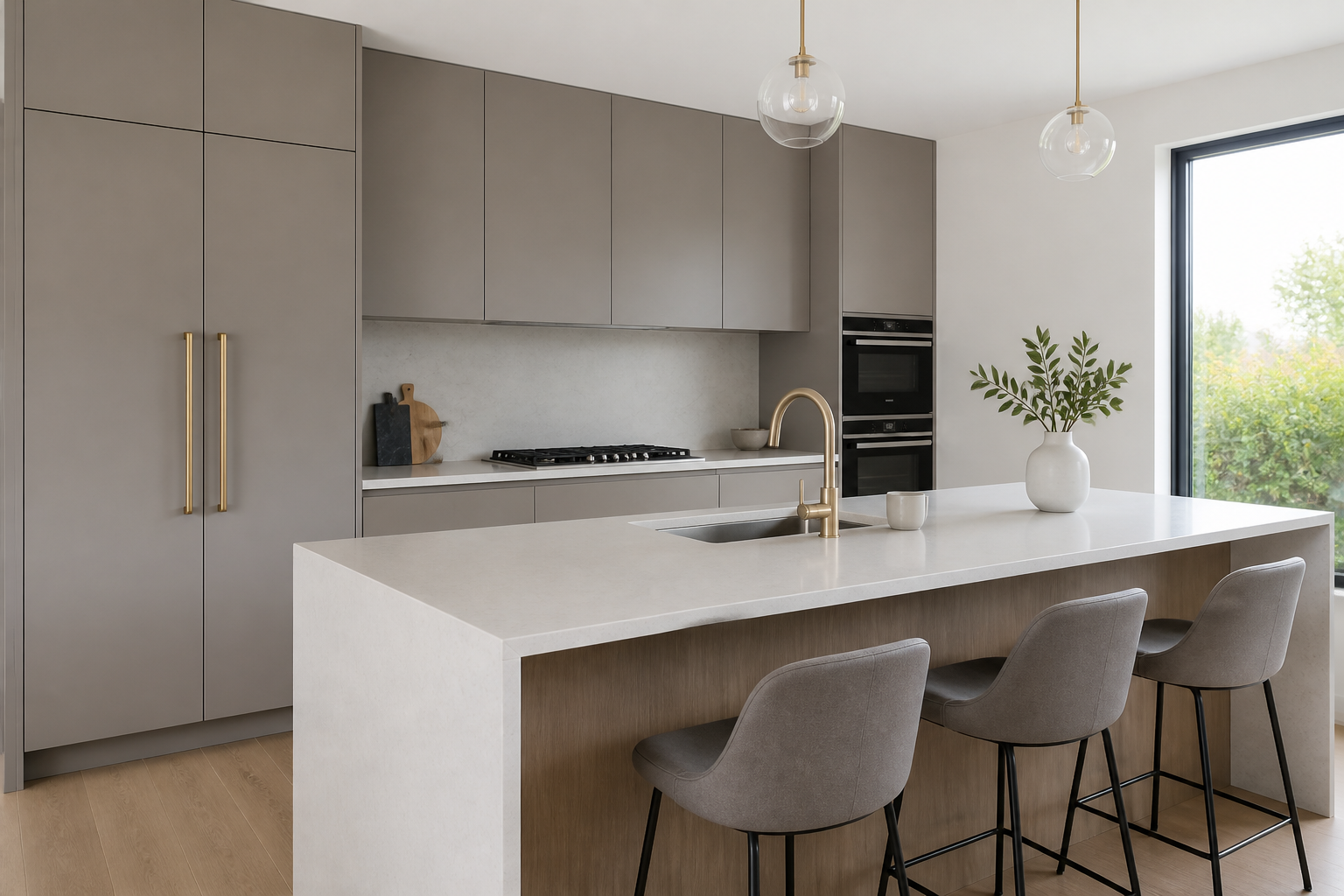 Full overlay kitchen cabinets with clean modern lines