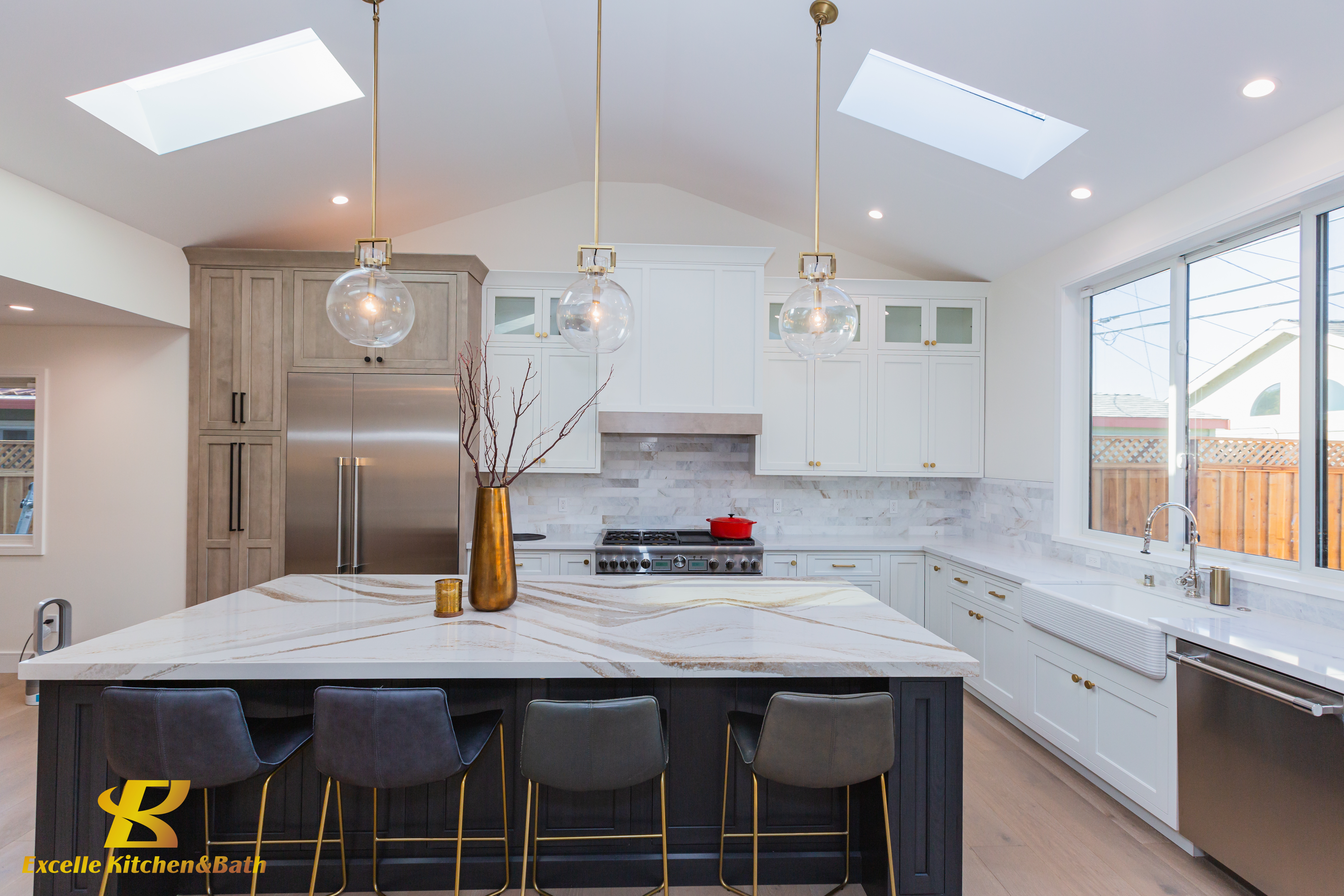 Design rendering of built-in storage planned to the ceiling with base cabinets